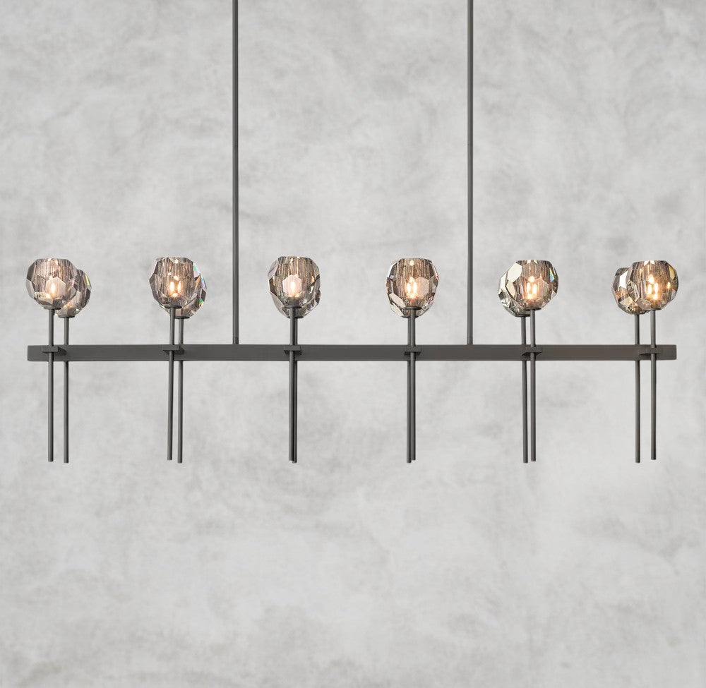 Boule De Cristal Double Linear Chandelier 60"
